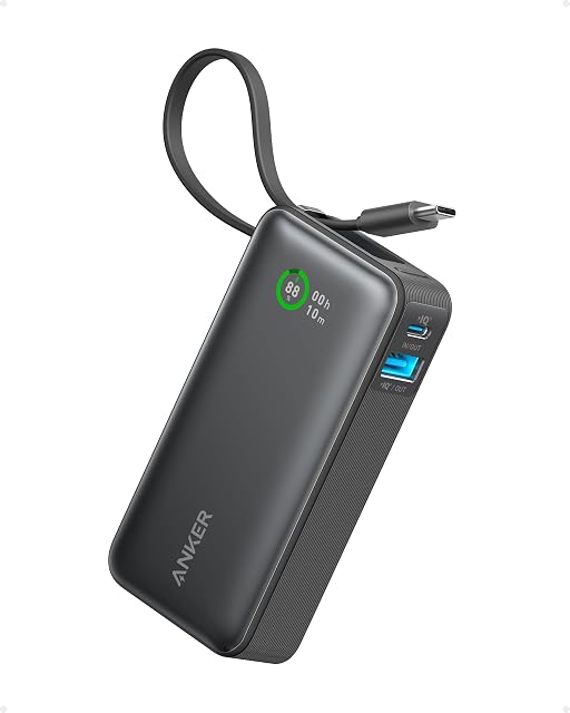 Anker Nano 10000mAh power bank with integrated USB-C cable