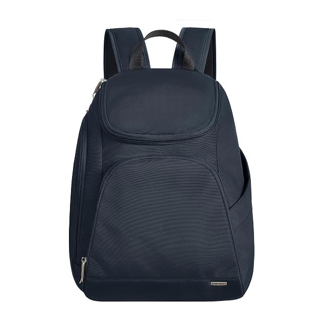 Travelon Anti-Theft Classic backpack showing its locking zippers and strap cables