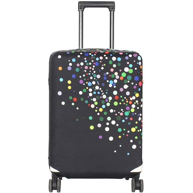 HYPER VENTURE stretch luggage cover in a patterned finish on a medium suitcase
