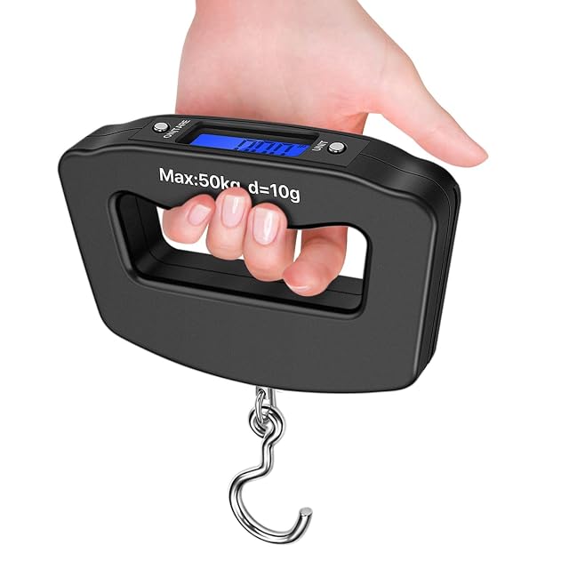 Flexzion digital luggage scale with hook and backlit display