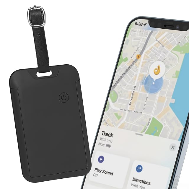 Travel Depot luggage tag with its tracker concealed inside the body