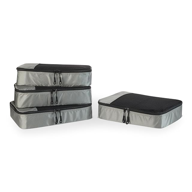 Amazon Essentials four-piece medium packing cube set in grey