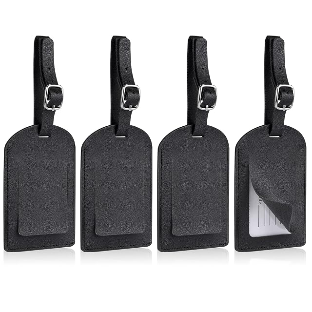 Redamancy leather luggage tags with privacy flap