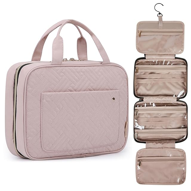 BAGSMART hanging toiletry bag with its swivel metal hook extended