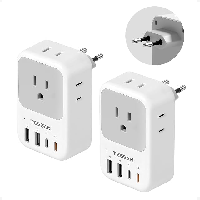 TESSAN 8-in-1 Europe travel adapter with sockets on all four sides