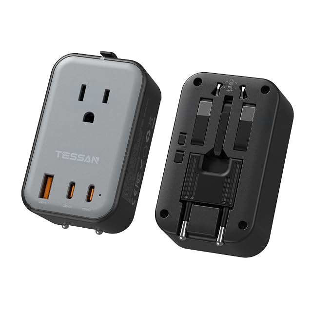 TESSAN NT009 universal travel adapter with its four plug shapes
