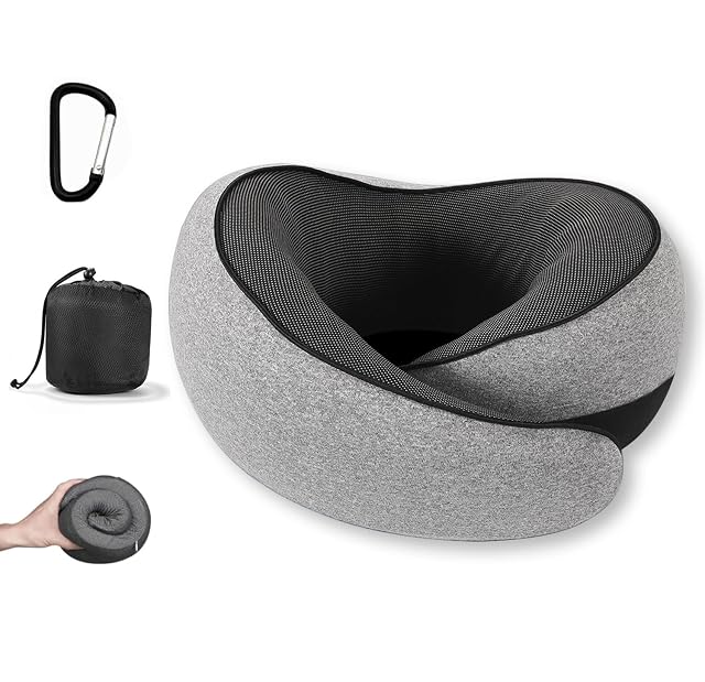 SILVORIC wraparound memory foam neck pillow showing its raised side bolsters