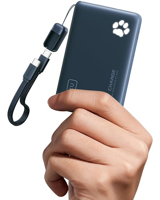 INIU BI-B41 compact power bank with its short detachable braided cable