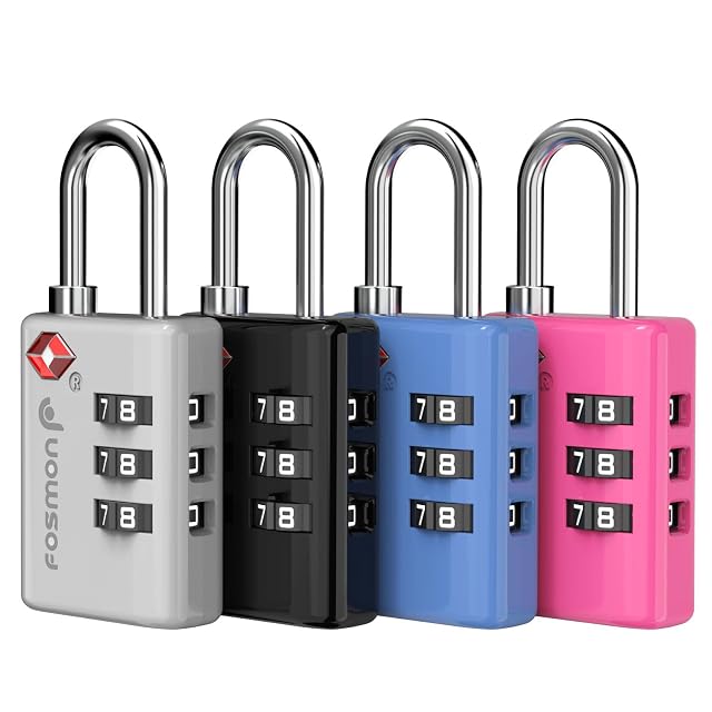Four Fosmon TSA approved combination luggage padlocks