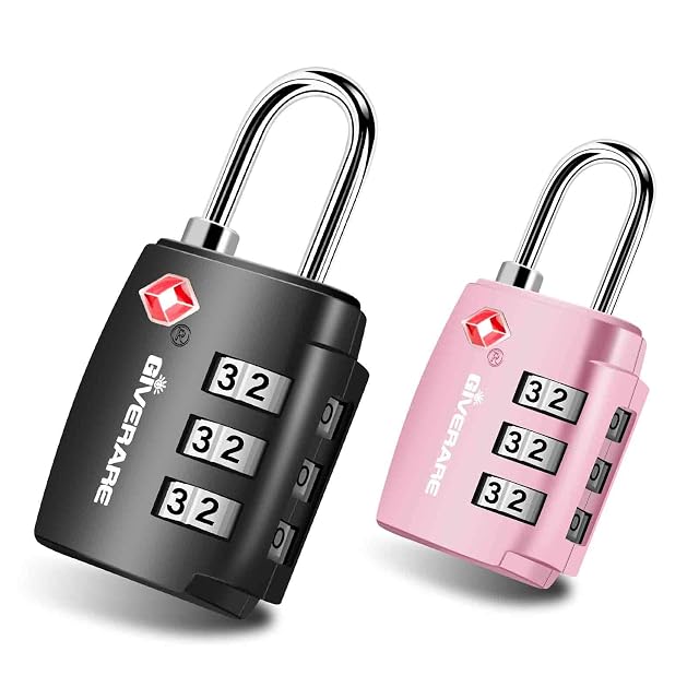 Two GiveRare three-digit combination TSA luggage padlocks